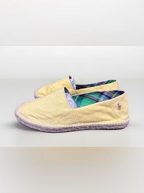 Polo Ralph Lauren logo on Yellow Canvas Slip On Espadrilles size 11